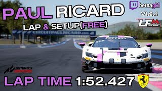 FERRARI 296 GT3  PAUL RICARD 152427  HOTLAP  SETUP  ACC [upl. by Anivid]