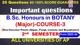 Important questions BSc Honours in BOTANY Major NonVascular Plants  2nd SEMESTER  HSR Bio [upl. by Everest291]