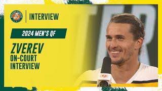 Zverev Quarterfinal oncourt interview  RolandGarros 2024 [upl. by Arob]