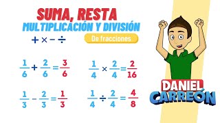 SUMA RESTA MULTIPLICACIÓN Y DIVISION DE FRACCIONES Super facil  Para principiantes [upl. by Ahtabbat]