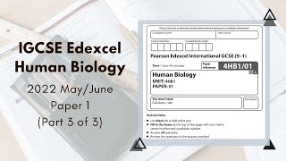 2022 MayJune Paper 1 IGCSE Human Biology 4HB1  Part 3 of 3 Q7Q9 [upl. by Enej]