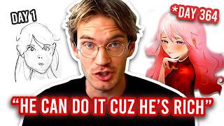 How Pewdiepies Art Journey Makes Beginners QUIT  Pewdiepie Drawing Reaction [upl. by Bj]