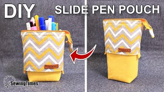 DIY SLIDE PEN POUCH 필통만들기  Stand pencil case sewing tutorial  funampeasy zipper pouch sewingtimes [upl. by Leihcey]