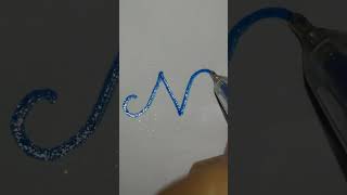 How to sign N✒️✒️ in style with beautiful glitter pen lettersign namesign squaresign [upl. by Susann]