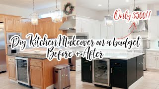 DIY KITCHEN MAKEOVER FOR 500  FAST BUDGET KITCHEN MAKEOVER  DIY EPOXY MARBLE OVER OLD GRANITE [upl. by Notlrac209]