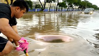 Unblocking the Flow Removing Debris from Storm Drain to Prevent Flooding [upl. by Nohtahoj]