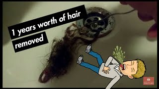 1 years worth of hair Disgusting Plughole Unblock [upl. by Rakia75]