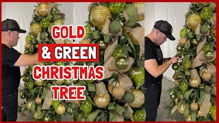 CHRISTMAS DECORATIONS 2024  Decorate A GLAM Christmas Tree In Gold And Green  Ramon At Home [upl. by Waldo]