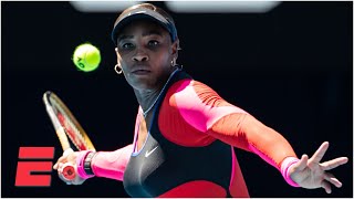 Serena Williams powers past Nina Stojanovic in straight sets  2021 Australian Open Highlights [upl. by Nudnarb]