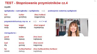 TEST  Stopniowanie przymiotników  część 4 poziom A2A2 [upl. by Laeira]