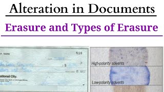 Alterations in Document  Types of Alteration  Erasure  Questioned Document [upl. by Akinehs]