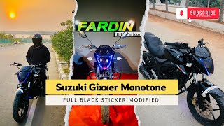 Full Black Sticker Modified Suzuki Gixxer Monotone  Details amp Price  2024  REFUZ VLOG [upl. by Nafets158]