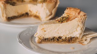 Easy to make PISTACHIO BAKLAVA CHEESECAKE Delisious cheesecake with nuts and honey [upl. by Sophy]