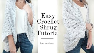 How to Crochet an Easy Shrug  Crochet Shrug Tutorial [upl. by Ardaed701]