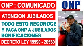 ONP  Todo esto reconoce y paga ONP a jubilados BONIFICACIONES Y DEVENGADOS SE DAN CON LEY [upl. by Yeltsew303]