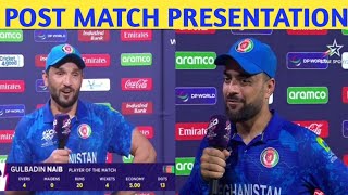 Rashid Khan interview  Post match presentation  Man of the match today  gulbadin nabi interview [upl. by Aynek533]