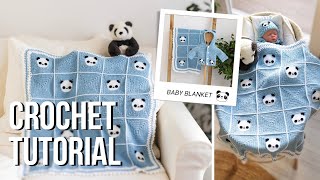 Sweet Gingham Baby Blanket FREE TUNISIAN CROCHET PATTERN W STEPBYSTEP TUTORIAL [upl. by Mencher]