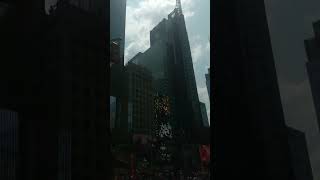 View of skyscrapers booths and crowds of people Times Square New York USA [upl. by Rinna]