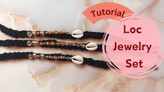 DIY 3 pc Loc Jewelry Set Tutorial  Gold amp Pink Beads Cowrie Shells [upl. by Malcom928]