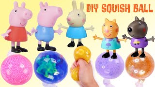 How to Make DIY Peppa Pig Slime Glitter Squishy Ball with George amp Friends [upl. by Pattani]