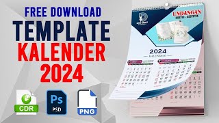 TEMPLATE KALENDER 2024 CDR  SIAP PAKAI  FREE DOWNLOAD  FREE USE 🤝 [upl. by Emya]