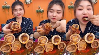 Asmr mukbang super spicy beef bone marow 쇠고기 골수 牛骨髓 गोमांस की अस्थि मज्जा 牛骨髄 685 [upl. by Vitia768]