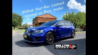 Milltek Catback Non Resonated VW Golf MK7 R Driving in ComfortNormal VS Race Mode [upl. by Zacharias]