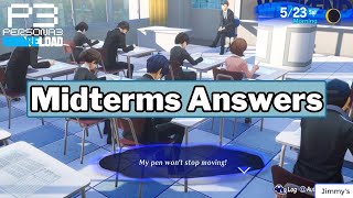 Persona 3 Reload  All Midterm Exams Answers MAY [upl. by Kolosick]