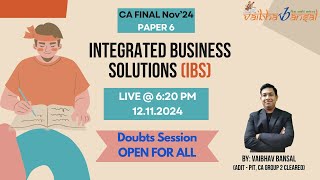 ASK YOUR DOUBTS IBS Nov 2024 CA Final [upl. by Meli]