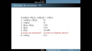 Dedução natural na lógica de 1ª ordem  inclusão do universal [upl. by Airdnassac]