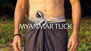 How to tie Longyi Sarong Sarung Malong Myanmar tuck method [upl. by Ewolram208]