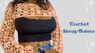 Easy Crochet BoleroShrug Tutorial How to Crochet Long Sleeves Mesh TopBeginner Friendly [upl. by Adnawat]