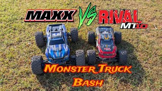 Monster Truck Bash  Team Associated Rival Mt10 Vs Traxxas Maxx V2 [upl. by Oicirbaf]