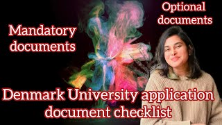 Document checklist for applying in Denmark universities Mandatory amp Optional documents Scholarship [upl. by Dagmar]