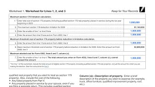 IRS Form 4562 Worksheet 1 walkthrough Lines 1 2 and 3 [upl. by Ssac242]