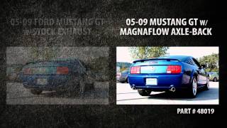 Magnaflow AxleBack Exhaust vs Stock Exhaust  20052009 Ford Mustang GT [upl. by Hniv206]