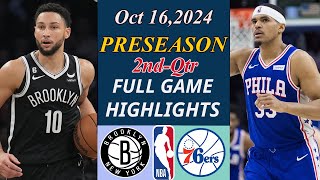 Brooklyn Nets vs Philadelphia 76ers FULL GAME  Oct 16 2024  NBA TODAY  NBA HIGHLIGHTS [upl. by Gothart]