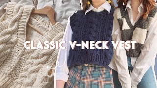 Knit a Classic VNeck Vest  StepbyStep DIY Knitting Pattern [upl. by Arahsal992]