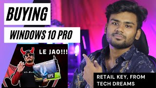 Buying windows 10 pro Reatil key from TechDreams at cheapest rate 00 [upl. by Emorej]