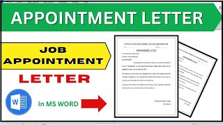 Job Appointment Letter for a New Employee In MS Word [upl. by Enyamart]