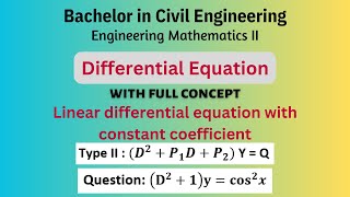 Linear differential equation with constant coefficient  Engineering Mathematics II  10 [upl. by Supen]