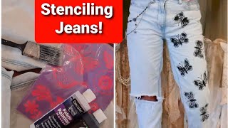 How to stencil paint a pair of jeans [upl. by Goldsworthy]