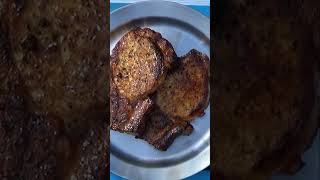 Juicy Pork Chops And Apple Sauce Cooked On Cast Iron [upl. by Kealey753]