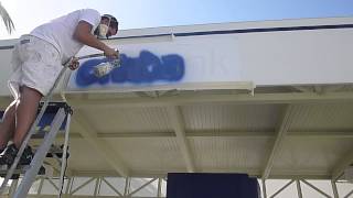 How to Paint on Fabric Canvas Awnings in Florida [upl. by Suhcnip]