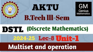 Unit1  Lec8  DSTL Multiset and operation Multiset implementation  Btech  2nd year [upl. by Nohsram]