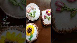 Replacing the safety pins for these brooches embroidery handmade flowers [upl. by Neggem]