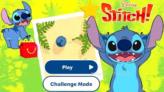 DISNEY STITCH HAPPY MEAL TOYS APP GAME McDONALDS BE A HERO ROLLING STITCH FEB MAR 2022 REVIEW [upl. by Gnim652]