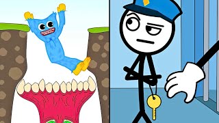 Hugys Funny Animated Story VS Thief Puzzle — Satisfying ASMR Gameplay All [upl. by Tiffanle]