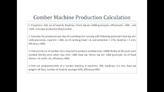 Comber Machine Production Calculation [upl. by Sharman]