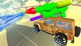 BeamNGdrive  Dirty Cars Jumping through Water Giant Water Gun [upl. by Pryor859]